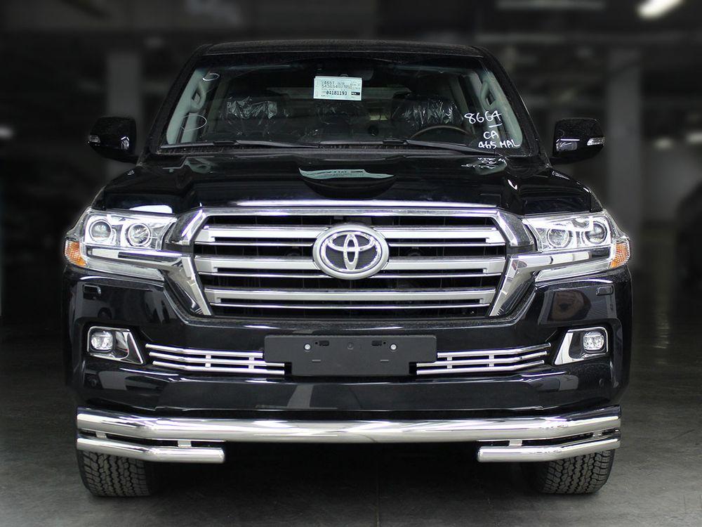 Дуга передняя по низу бампера d-76+60 радиусная (без доп. защиты картера d-43) для Toyota Land Cruiser 200 2015, Технотек LCN2015_3.1.1