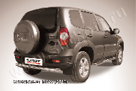 Защита заднего бампера d76 радиусная Chevrolet Niva (2009-2020) Black Edition, Slitkoff, арт. CHN10-009BE