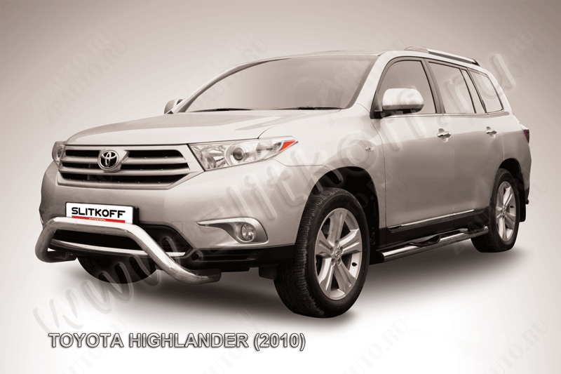 Кенгурятник d76 низкий мини Toyota Highlander (2010-2013) Black Edition, Slitkoff, арт. THI001BE