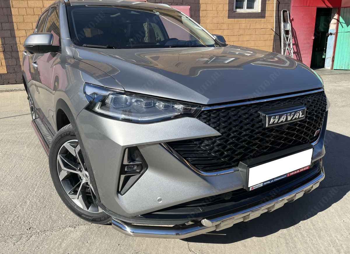Защита передего бампера с перемычками с подгибами для автомобиля HAVAL F7 2022 Рестрайлинг арт. GWF7.22.75-1