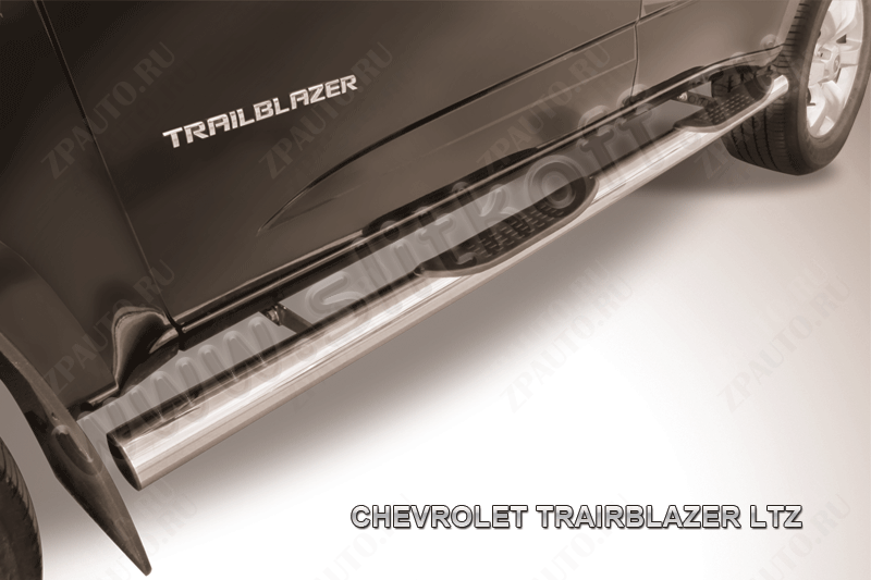 Защита порогов d76 с проступями Chevrolet Trailblazer (2012-2016) Black Edition, Slitkoff, арт. CHTB12-007BE