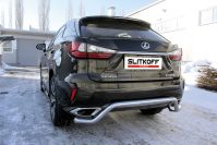 Защита заднего бампера d57 волна Lexus RX-350 (2015-2019) Black Edition, Slitkoff, арт. LRX15-006BE