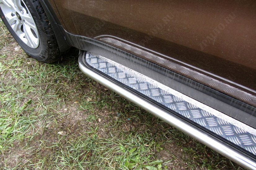 Защита порогов d42 с листом усиленная Kia Sportage (2016-2021) , Slitkoff, арт. KSP16-006