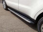 Пороги алюминиевые с пластиковой накладкой (карбон серые) 1720 мм для автомобиля Kia Soul 2017-, TCC Тюнинг KIASOUL17-28GR