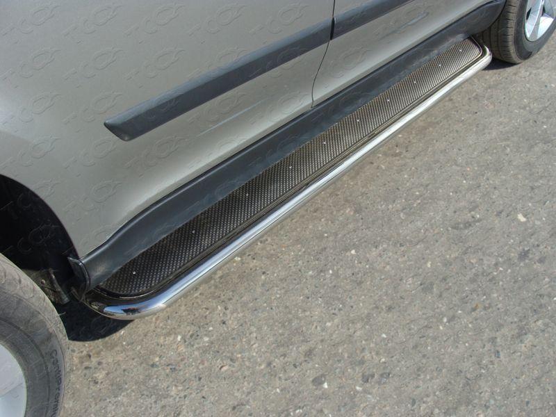 Пороги с площадкой (нерж. лист) 42,4 мм для автомобиля Skoda Yeti 2014-, TCC Тюнинг SKOYET14-09