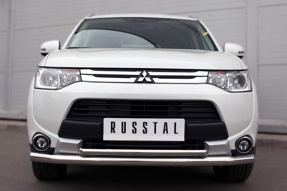 Защита переднего бампера d57/d42 для Mitsubishi Outlander 2014, Русталь MORZ-001891, Slitkoff