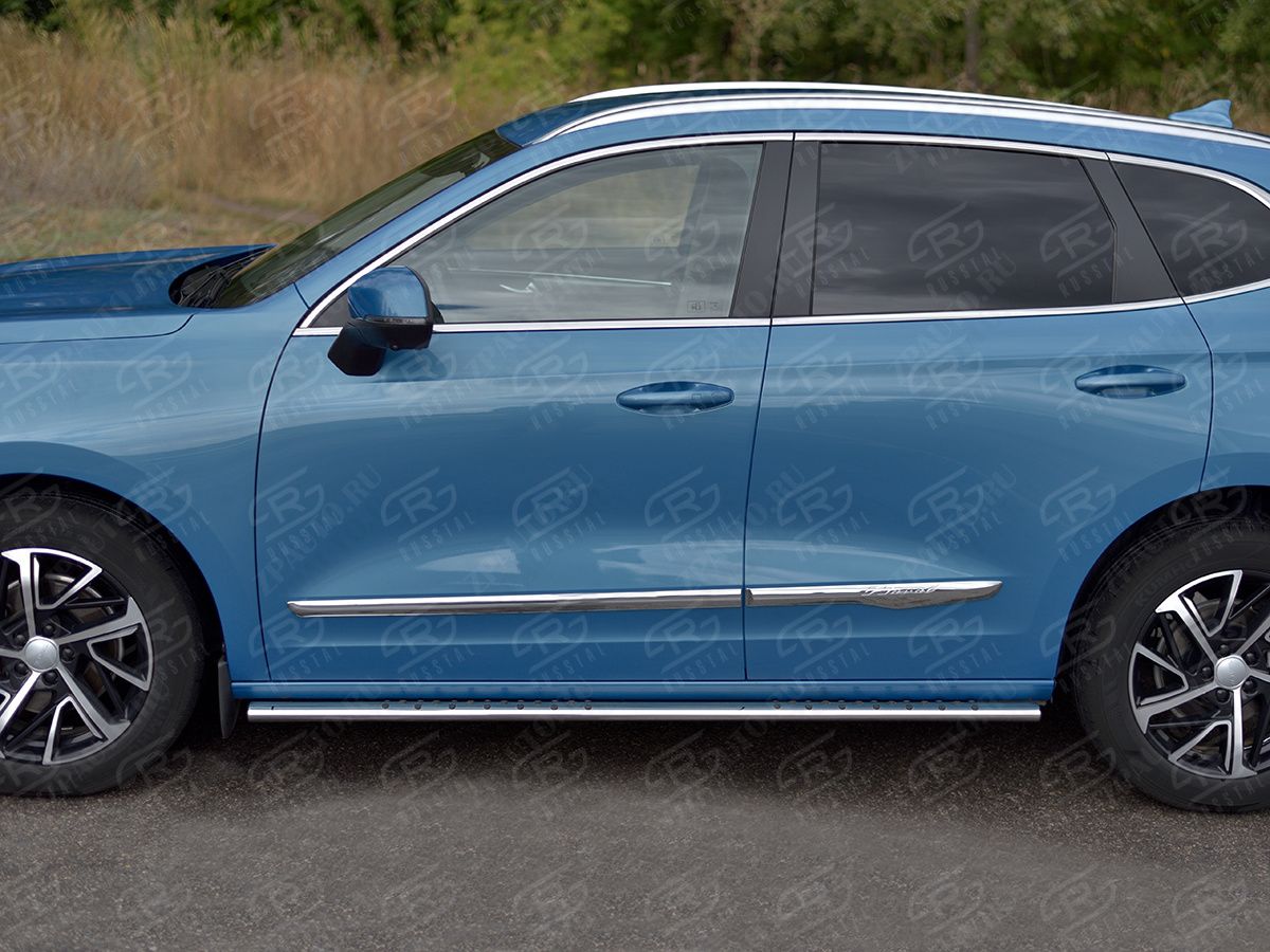 HAVAL JOLION 1.5 2WD 2021- Пороги труба 75х42 овал с проступью HJOLO-003991