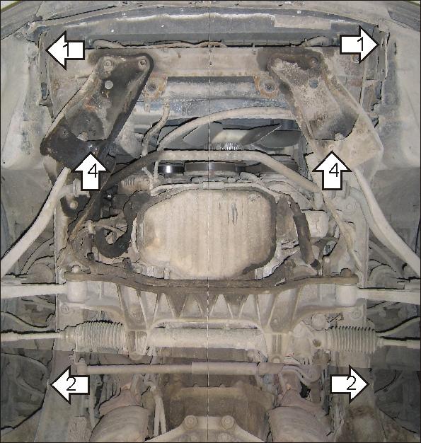 Защита стальная Мотодор (Двигатель), 2 мм, Сталь для Lexus LS 400 1994-2000 арт. 05003