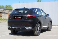 Защита заднего бампера d57+d42 черная Haval F7 F7x (2019-2023) , Slitkoff, арт. HavF7008B