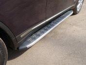 Пороги алюминиевые с пластиковой накладкой (карбон серебро) 1820 мм для автомобиля Infiniti QX 70 2015-, TCC Тюнинг INFQX7015-09SL