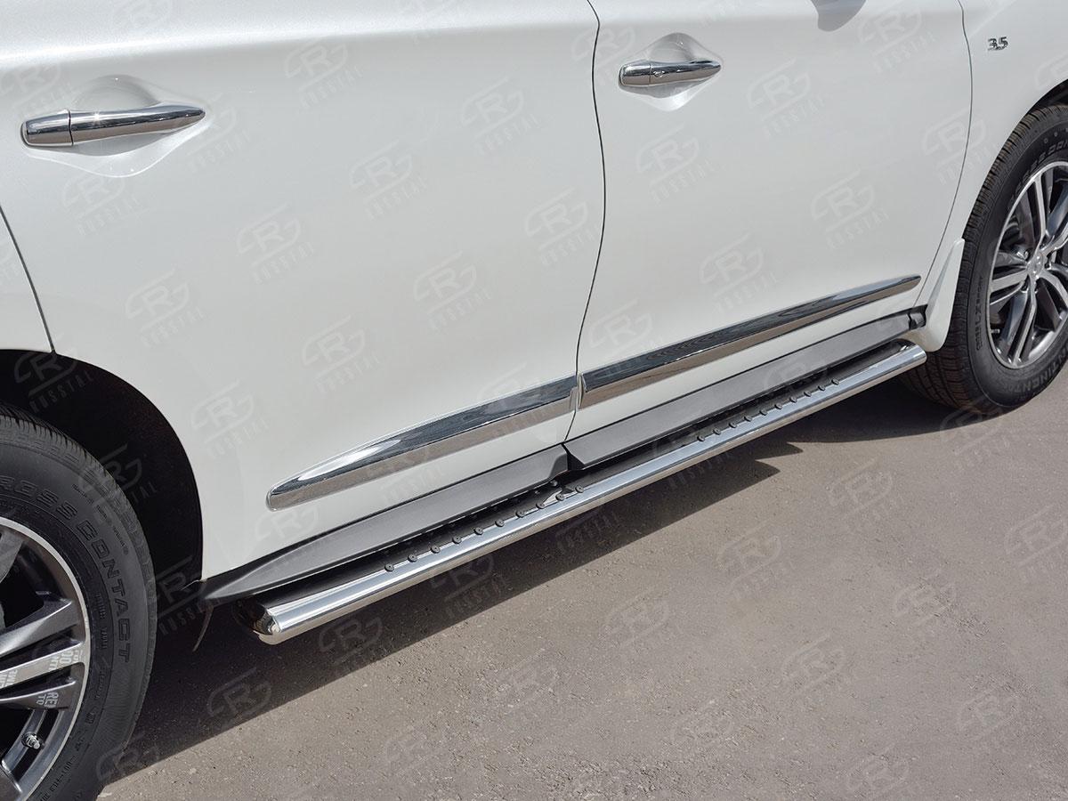 Пороги труба 120х60 овал с проступью для Infiniti QX60 2016, Slitkoff IQXO-002680