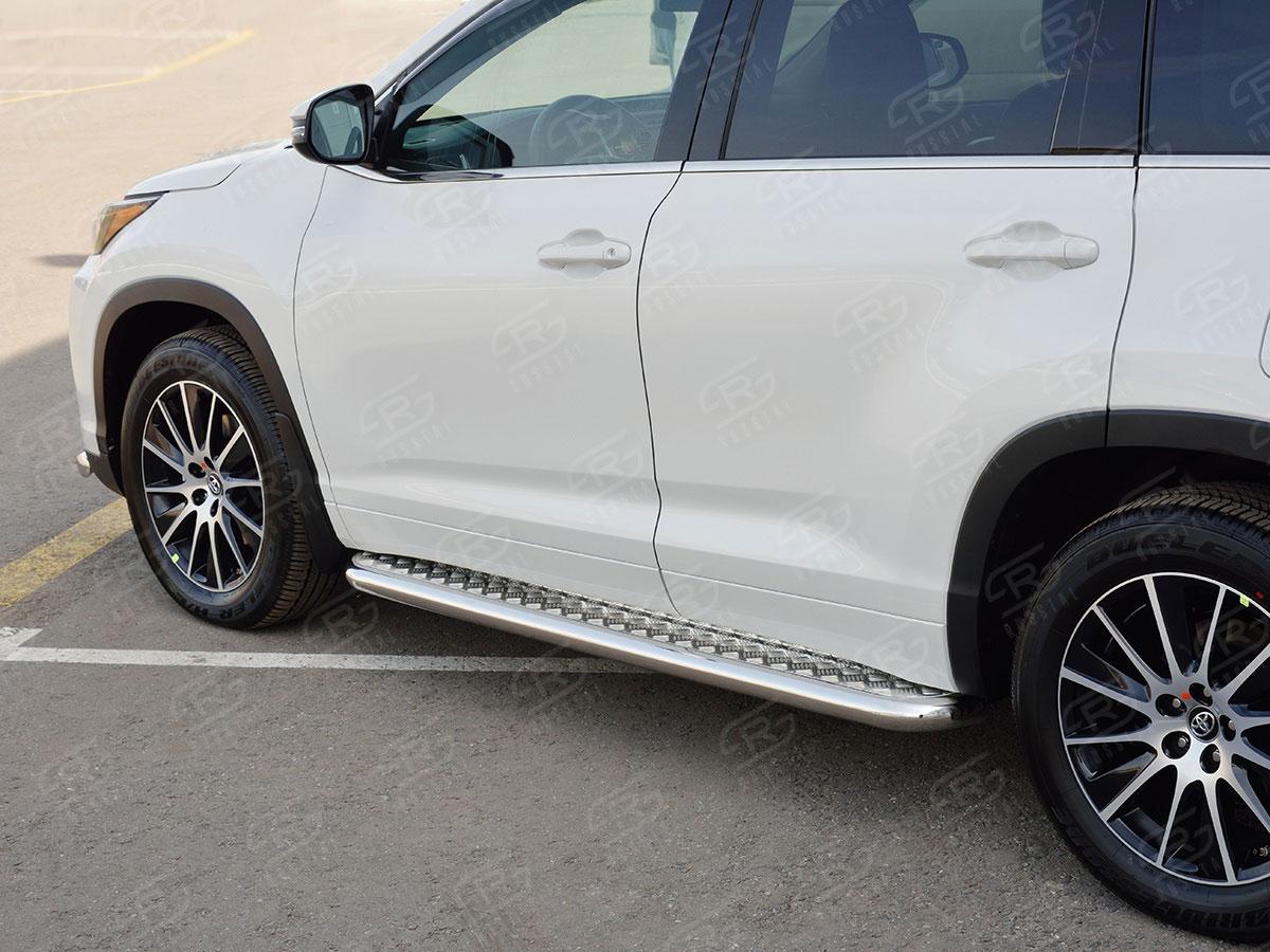 Пороги труба d57 с листом вариант 2 на Toyota Highlander 2016, Slitkoff THRL-0026222