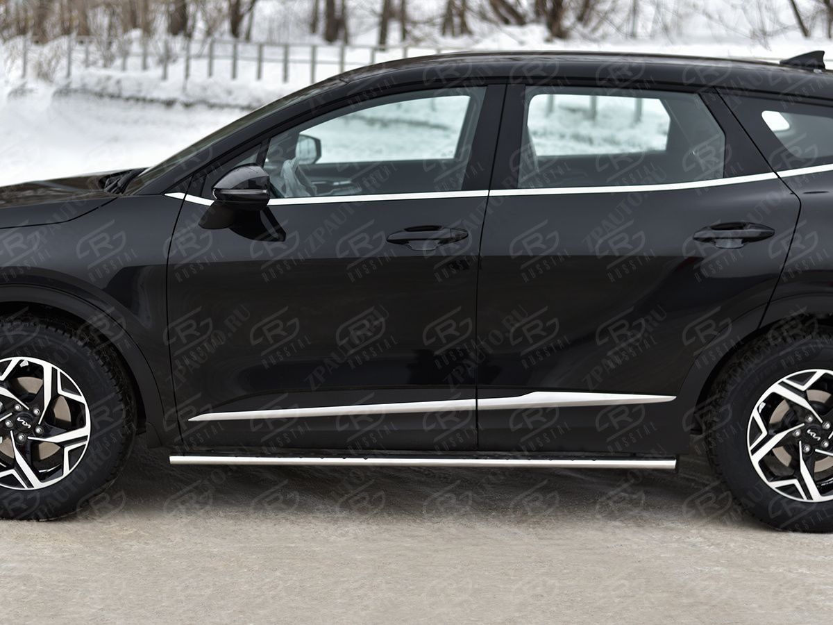 KIA SPORTAGE 2021- Пороги труба 75х42 овал с проступью (NOT STYLE AND X-LINE) KSO-004032