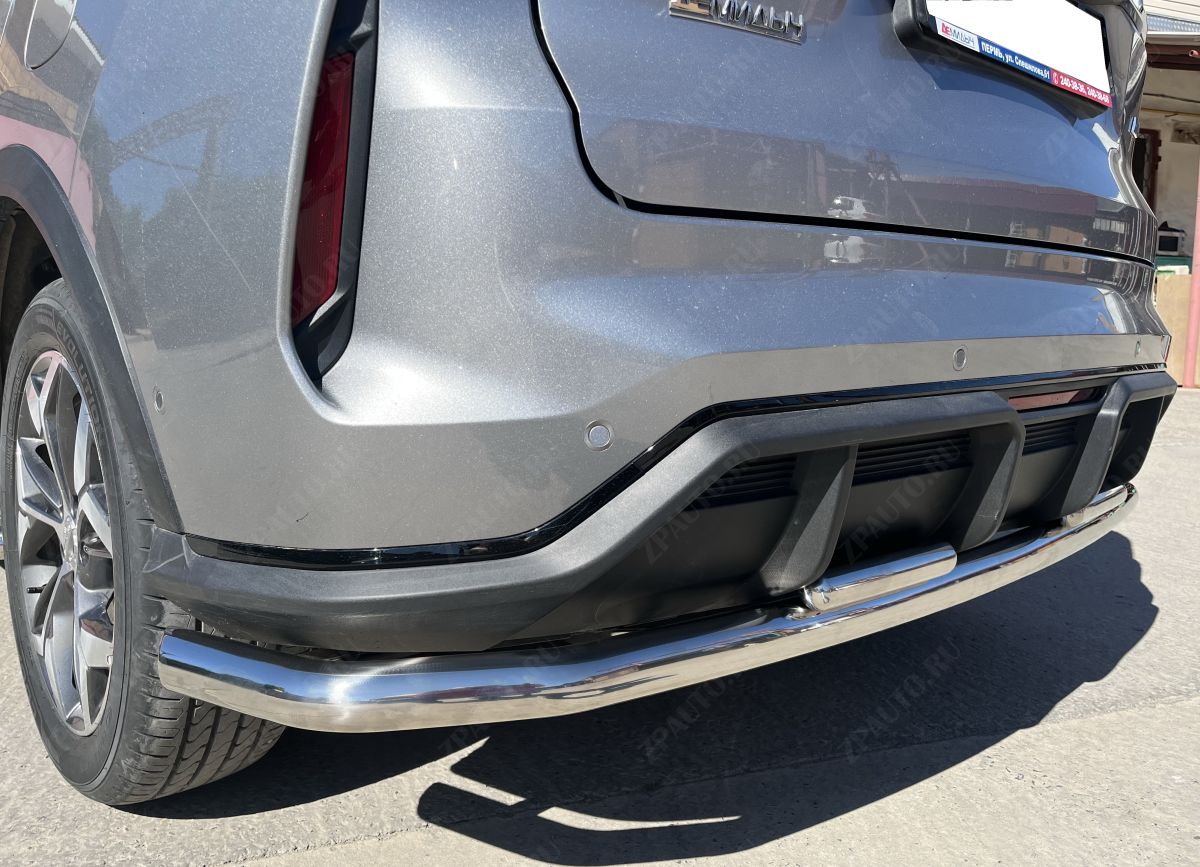 Защита заднего бампера угловая большая двойная для автомобиля HAVAL F7 2022 Рестрайлинг арт. GWF7.22.22-1