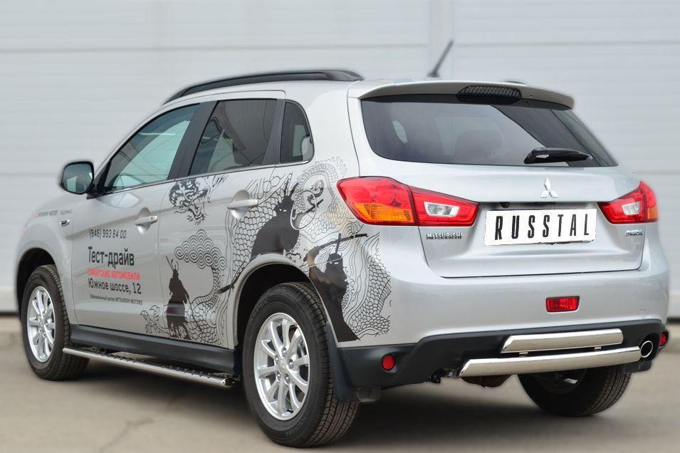 Защита заднего бампера d75х42/75х42 овал для Mitsubishi ASX 2013, Slitkoff MASZ-001328