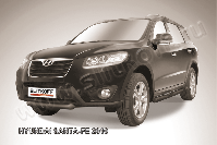 Защита переднего бампера d57 короткая черная Hyundai Santa-Fe (2009-2012) , Slitkoff, арт. HSFN005B