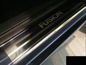 Накладки на внутренние пороги с логотипом на металл для Ford Fusion 2006, Союз-96 FFUS.31.3030