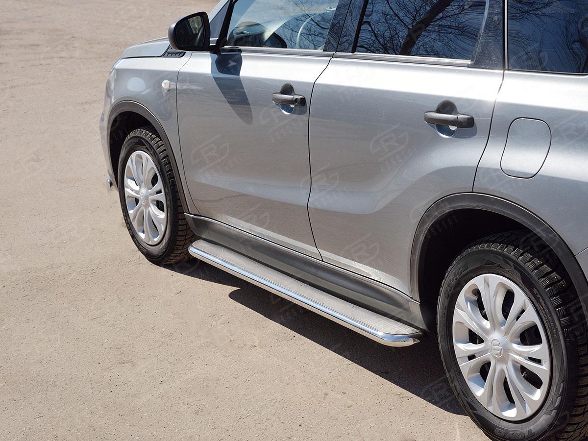 Пороги труба d42 с листом вариант 3 Suzuki Vitara 2015, Slitkoff SVL-0026433