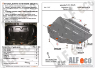 Защита  картера и кпп  для Mazda 3 2013-2019  V-all , ALFeco, сталь 1,5мм, арт. ALF1307st