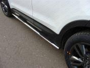 Пороги овальные с накладкой 75х42 мм для автомобиля Hyundai Santa Fe (DM) 2012-2018, TCC Тюнинг HYUNSF12-07
