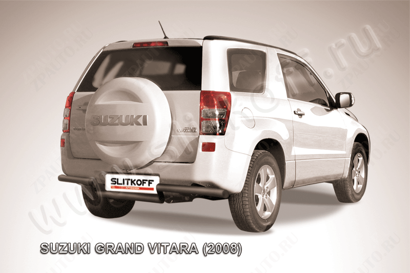 Защита заднего бампера d57 волна черная Suzuki Grand Vitara 3 doors (2008-2012) , Slitkoff, арт. SGV3D08014B