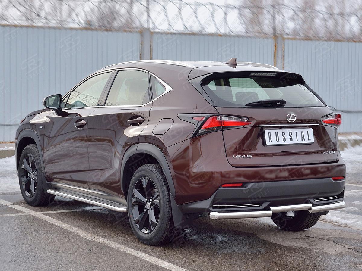Защита заднего бампера d57 ступень Lexus NX 2014, Slitkoff LNXZ-002586