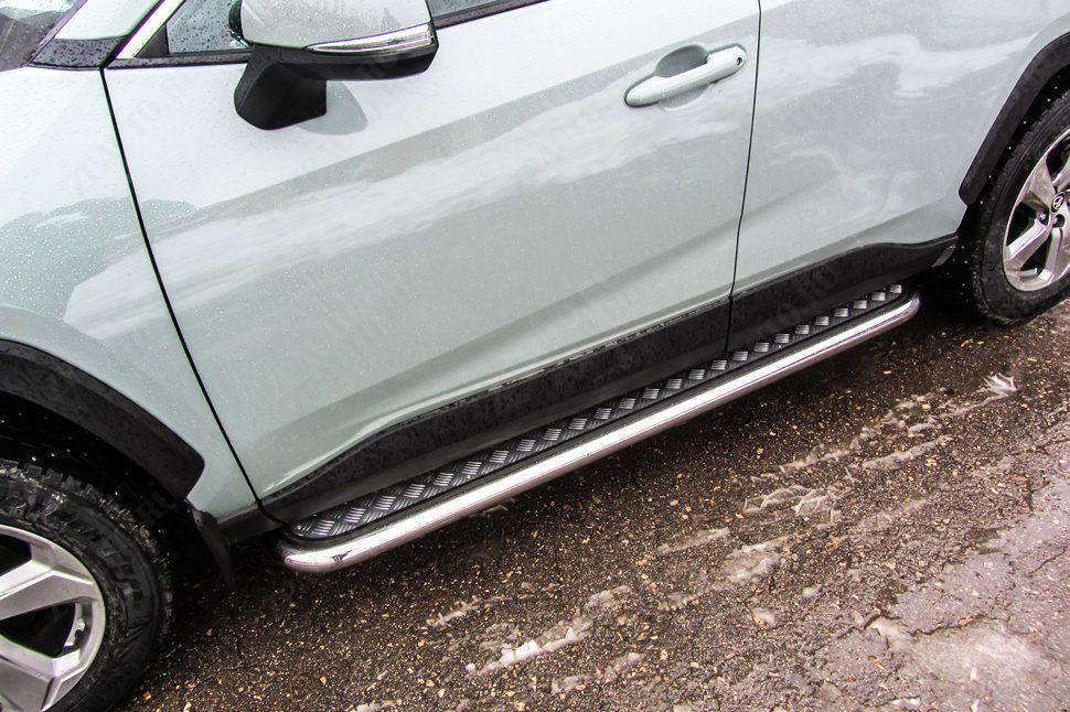 Защита порогов d57 с листом Toyota Rav-4 (2018-2023) , Slitkoff, арт. TR419-004