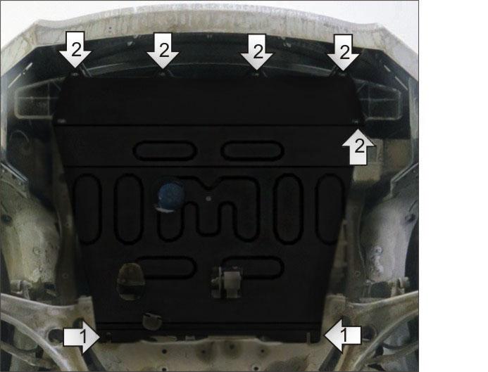 Защита стальная Мотодор (Двигатель, Коробка переключения передач), 2 мм, Сталь для Hyundai i40 2011-2018 арт. 70902