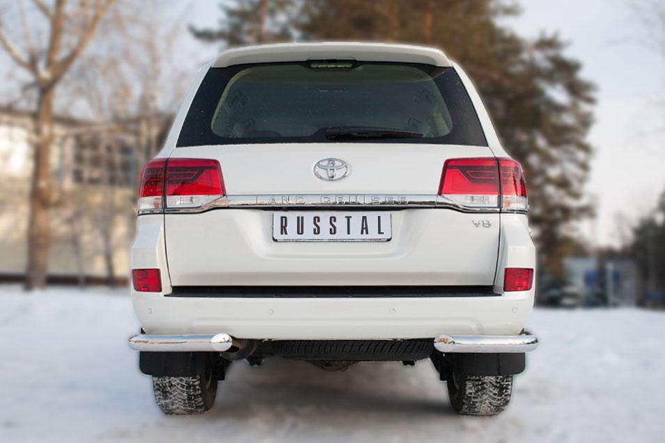 Защита заднего бампера уголки d76 для Toyota Land Cruiser 200 2015, Slitkoff TLCZ-002170