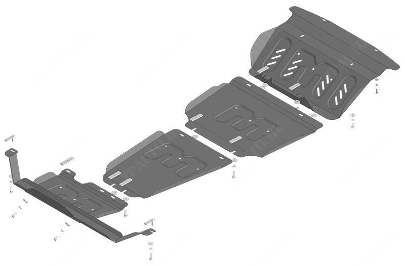 Защита стальная Мотодор (Радиатор, Двигатель, Коробка переключения передач, Раздаточная коробка), 2 мм,  для Jac T8Pro  2019- арт. 78303
