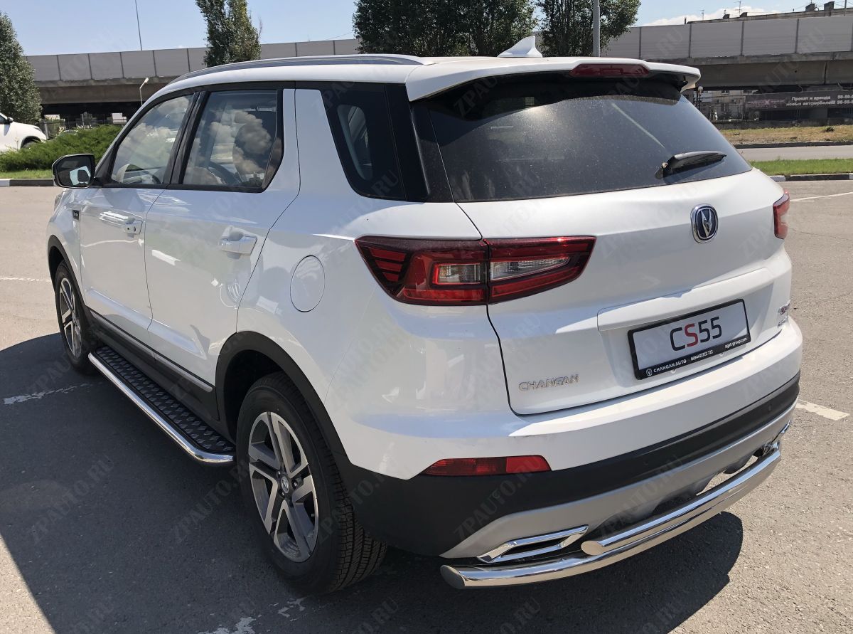Защита заднего бампера двойная для автомобиля  CHANGAN CS55 2018- арт. CGCS55.18.16