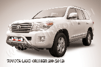 Кенгурятник d76 низкий широкий с ЗК и перемычкой Toyota Land Cruiser 200 (2012-2015) Black Edition, Slitkoff, арт. TLC2-12-006BE