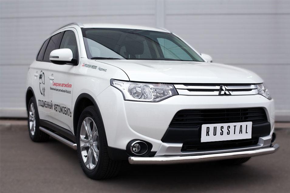 Защита переднего бампера d57 для Mitsubishi Outlander 2014, Русталь MORZ-001892, Slitkoff