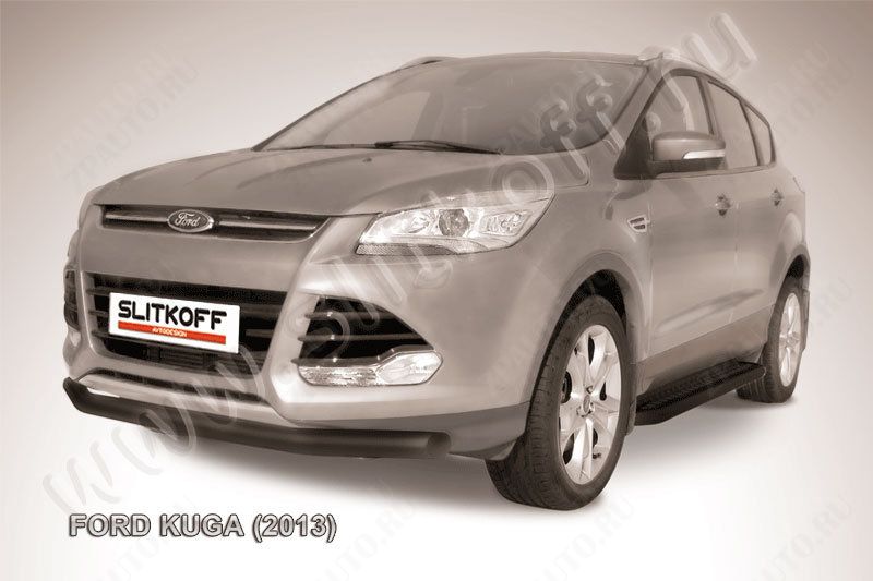 Защита переднего бампера d76 черная Ford Kuga (2012-2016) , Slitkoff, арт. FKG13-002B
