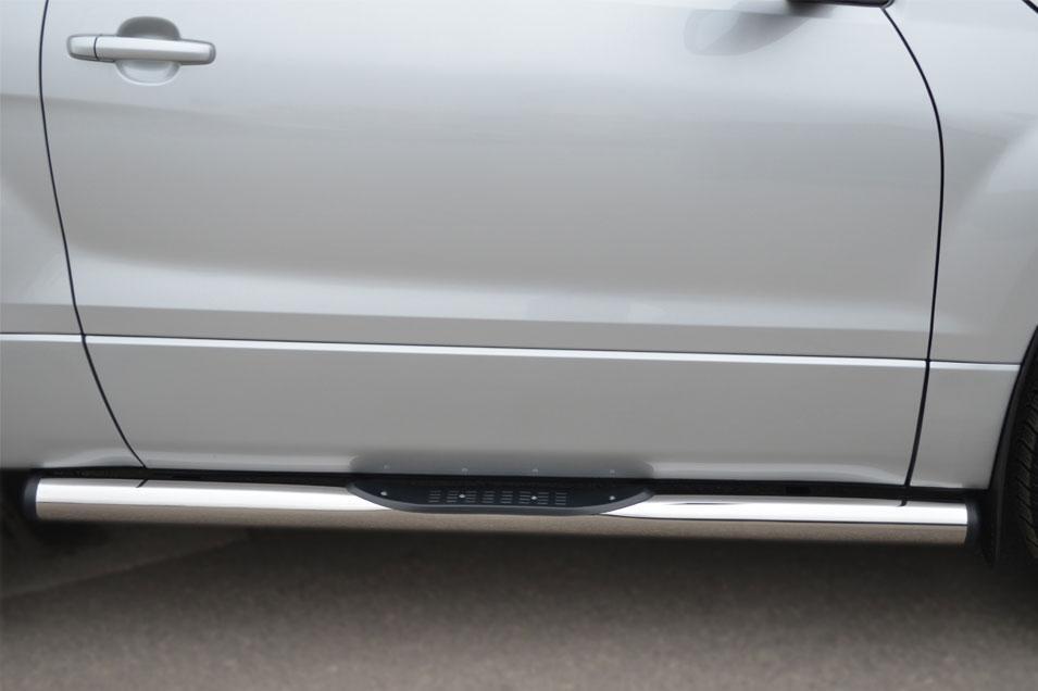 Пороги труба d76 с накладками вариант 2 для Suzuki Grand Vitara 3d 2012, Slitkoff SV3T-0011082