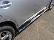 Пороги овальные с накладкой 75х42 мм для автомобиля Mitsubishi Outlander 2012-2014, TCC Тюнинг MITOUT12-11