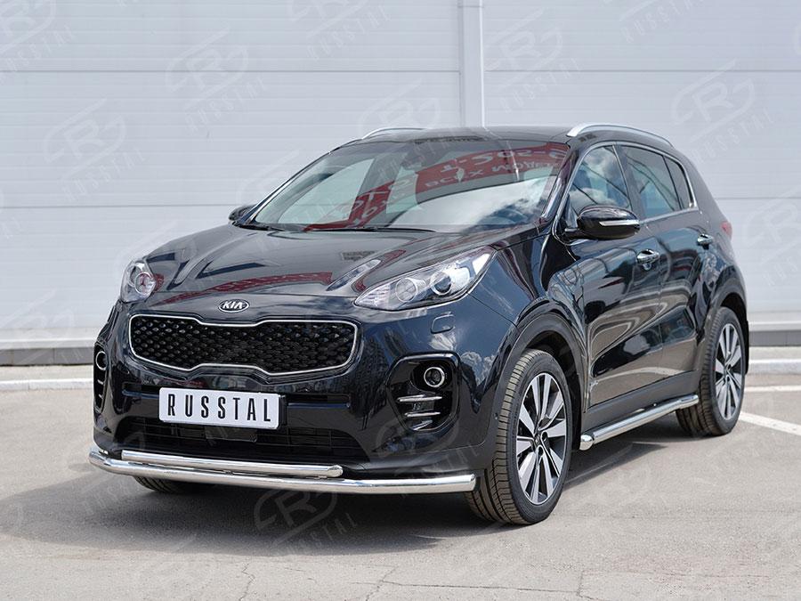 Защита переднего бампера d57/42 Kia Sportage 2016, Slitkoff KSZ-002285