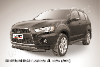 Защита переднего бампера d57+d42 двойная черная Mitsubishi Outlander XL (2009-2013) , Slitkoff, арт. MXL10-005B