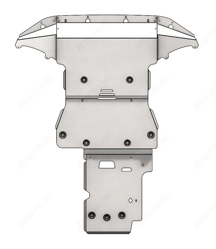 10.25ABC Защита картера двигателя и КПП Genesis GV80, V-3.0D (2020-), 3 части (алюминий 4 мм)