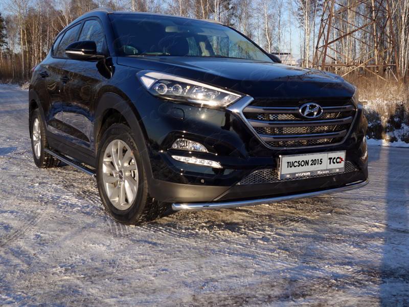 Защита передняя нижняя 42,4 мм для автомобиля Hyundai Tucson 2015-2018, TCC Тюнинг HYUNTUC15-28