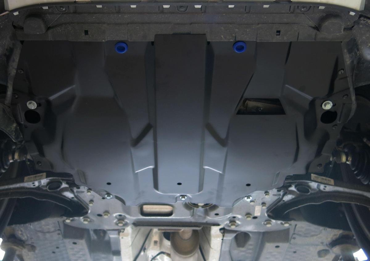 Защита картера и КПП Rival для Volkswagen Caddy IV (без Webasto) 2015-2020, сталь 1.5 мм, с крепежом, штампованная, 111.5855.1