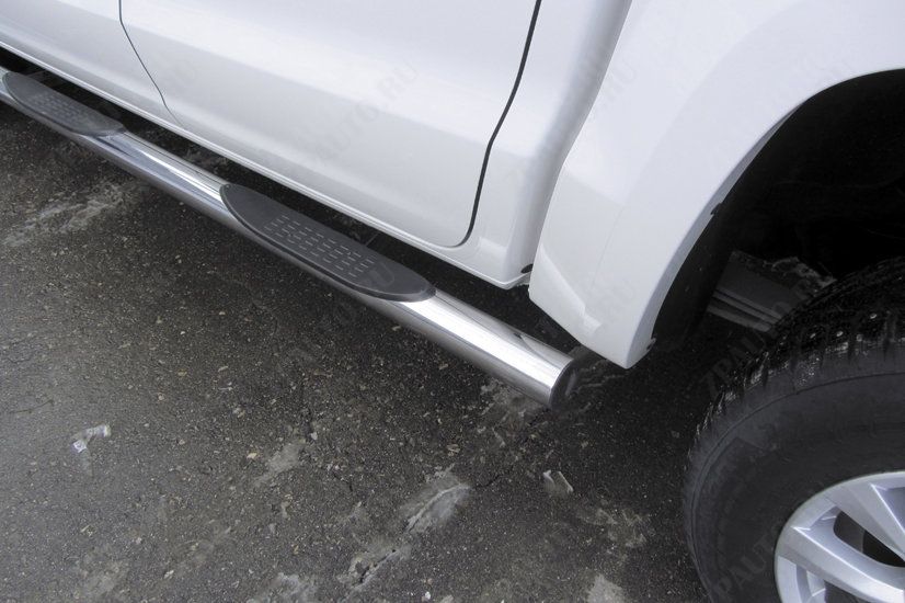 Защита порогов d76 с проступями Volkswagen Amarok (2016-2023) , Slitkoff, арт. VWAM16-004