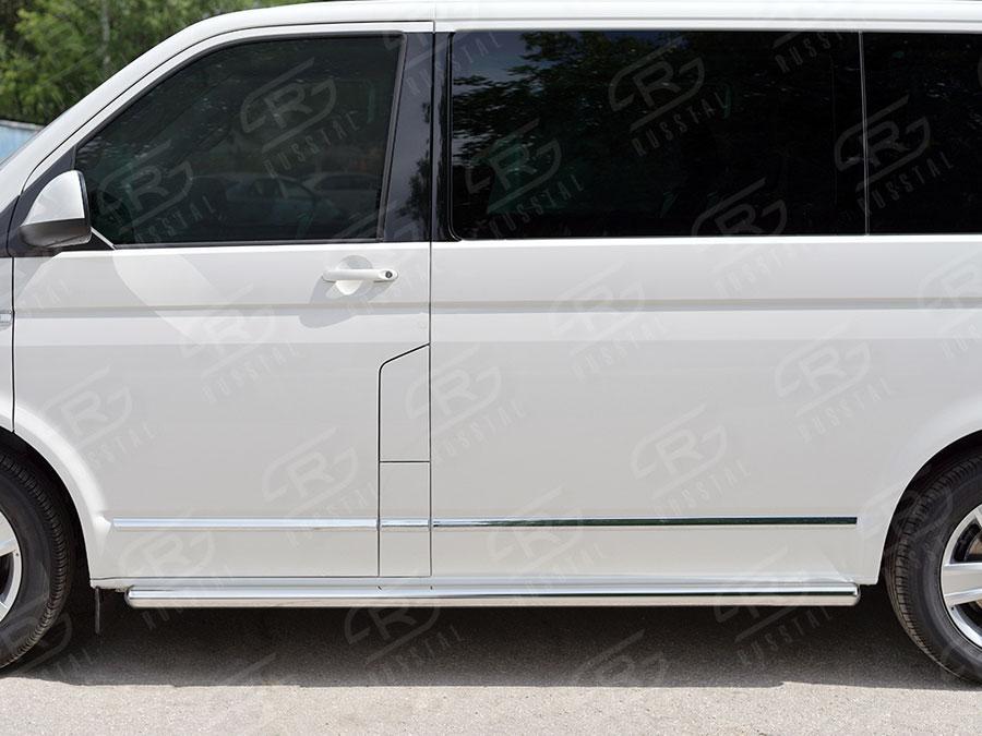 Пороги труба d57 правый вариант 3 Volkswagen Transporter T6 2015 Caravelle/Multivan длинная база, Slitkoff VTCT-0023353