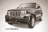 Защита переднего бампера d76+d57 черная Jeep Cherokee KK (2007-2012) , Slitkoff, арт. JCH12-001B