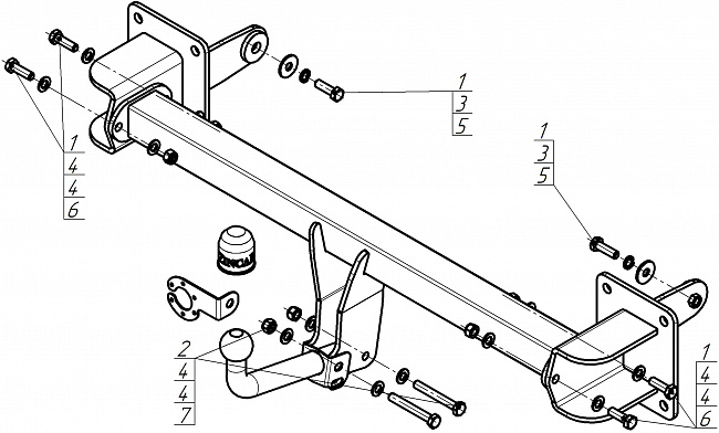 Фаркоп Mercedes-benz GLS 2019-, тип шара A, Motodor, арт.ZM201A