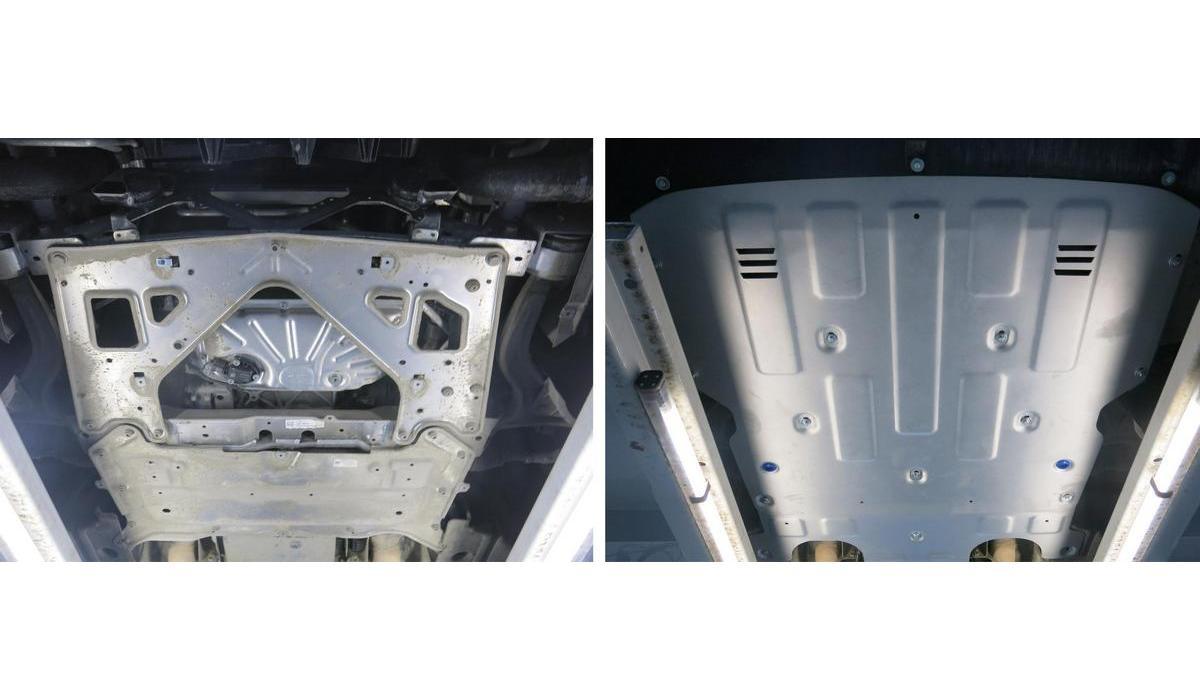 Защита картера Rival для Porsche Panamera II 2016-н.в., штампованная, алюминий 4 мм, с крепежом, 333.4610.1