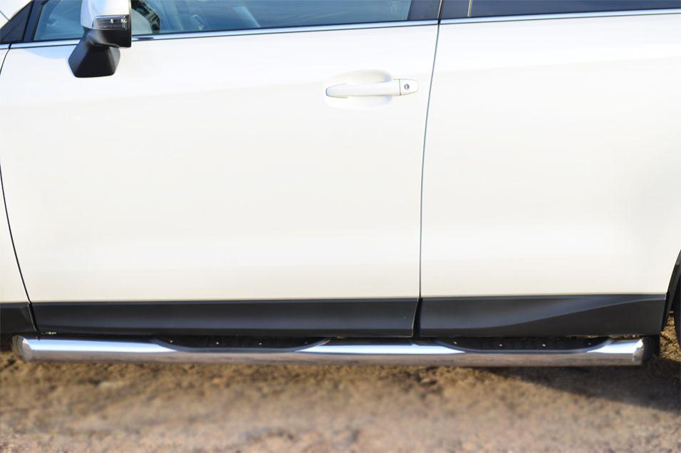 Пороги труба d76 с накладками вариант 1 для Subaru Forester 2013, Руссталь SUFT-0016001