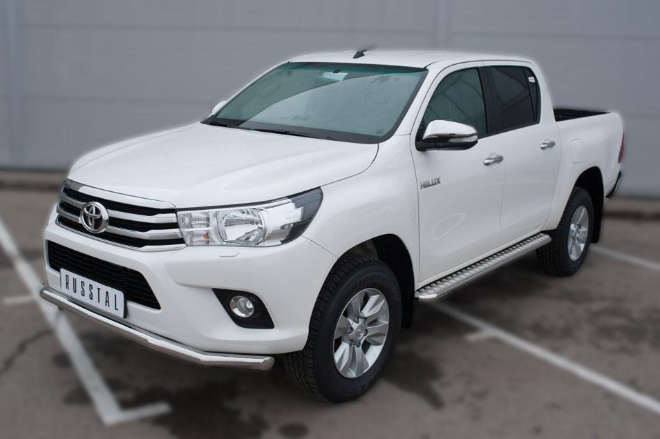 Пороги труба d42 с листом вариант 1 для Toyota Hilux 2015, Slitkoff THL-0021491