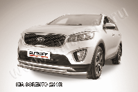 Защита переднего бампера d57+d42 двойная Kia Sorento (2014-2017) , Slitkoff, арт. KS15-002