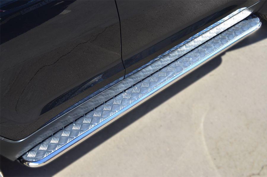 Пороги труба d42 с листом для KIA Sportage 2010-2015, Slitkoff KSGL-001677